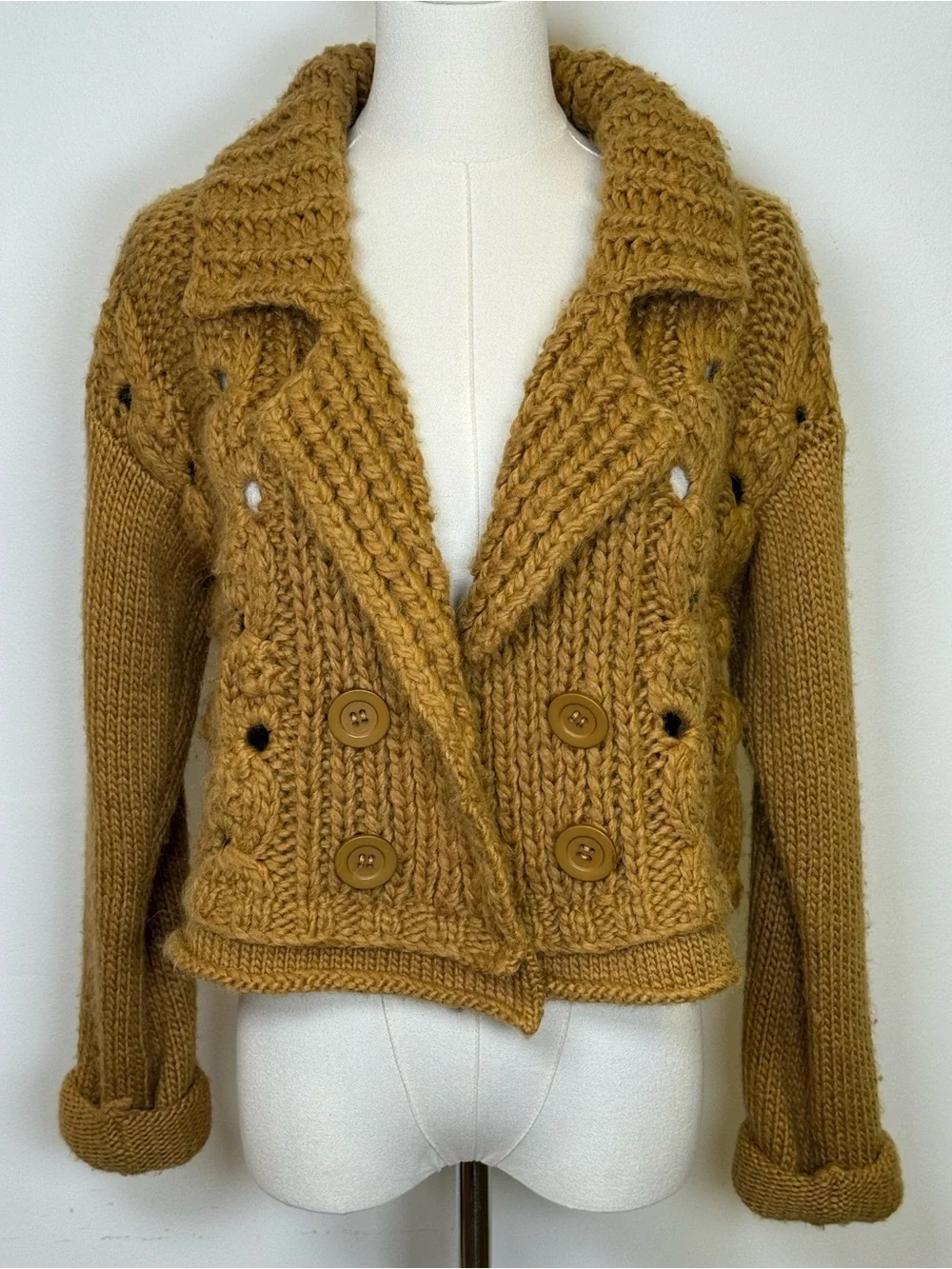 Nanette Lepore Chunky Soft Alpaca Wool Blend Cropped Cardigan Women’s Size XS
